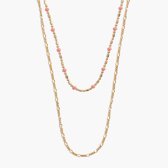 Madewell NWT Enamel Bead Gold Chain Necklace Set - Picture 4 of 8
